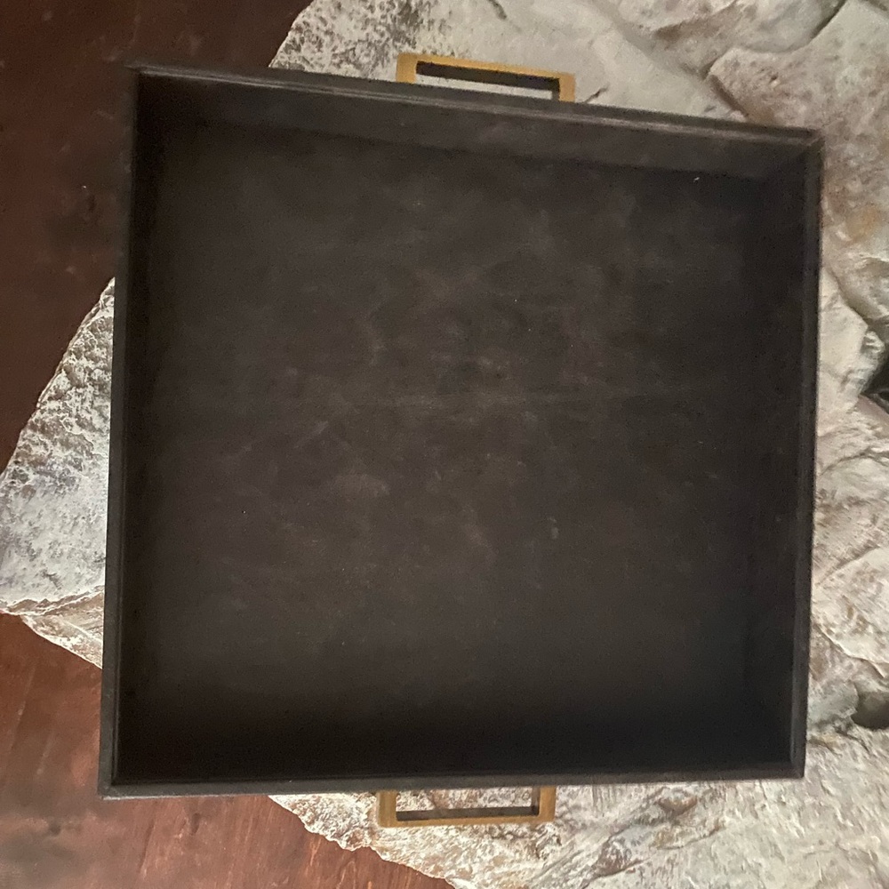 RH leather and brass handle decroative tray